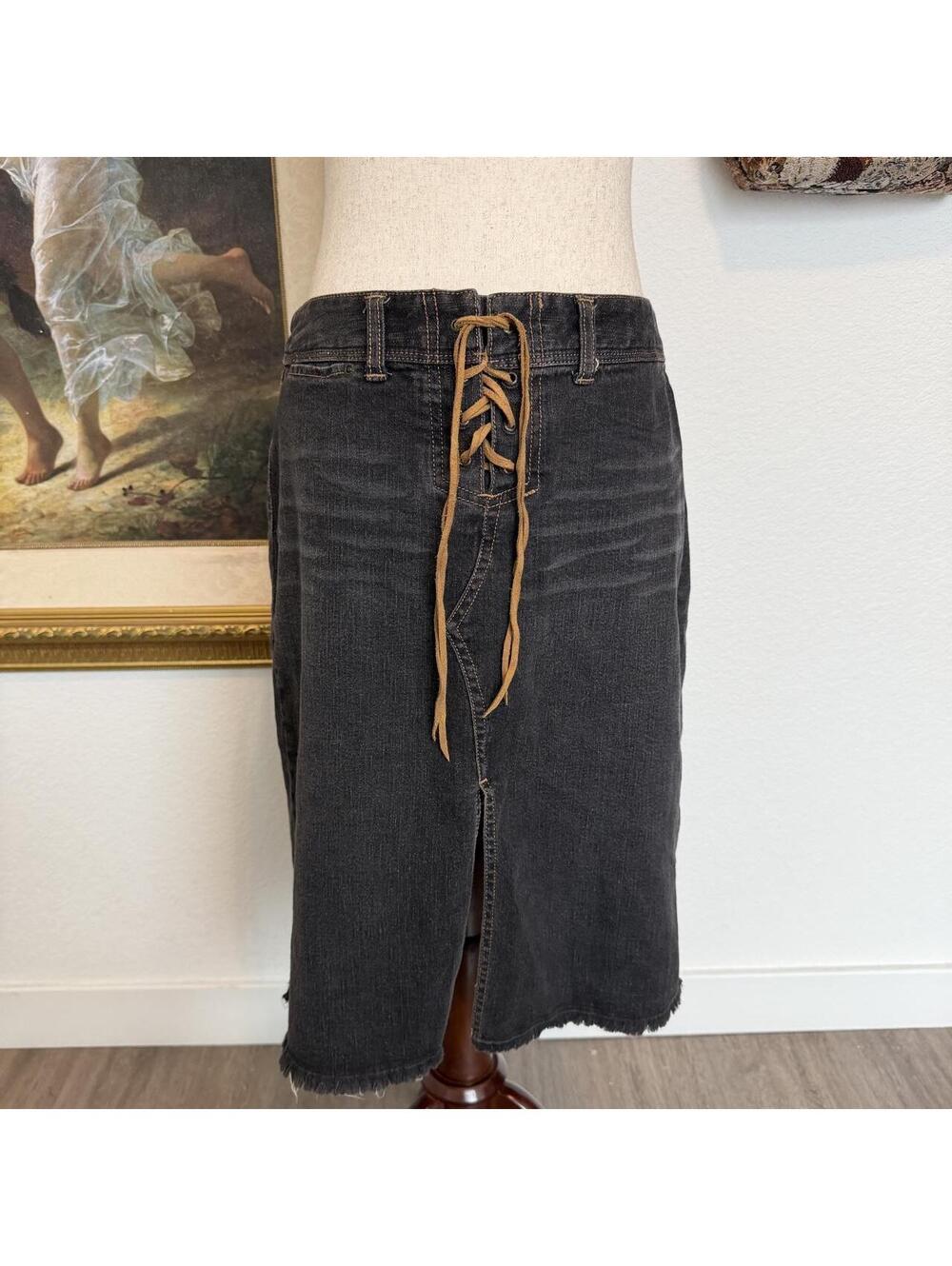 Y2K Lace Up Fall Denim Skirt